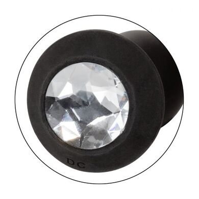 Перезаряжаемая анальная пробка с вибрацией и кристаллом Power Gem черная