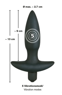 Анальная вибровтулка черная Black Velvets Vibrating plug small