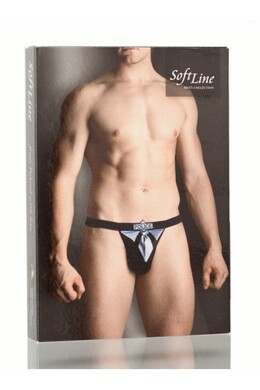Мужские стринги черные SoftLine Collection Police, S/L