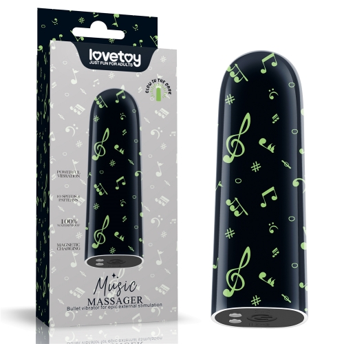 Светящийся в темноте перезаряжаемый мини вибратор LoveToy Music Massager