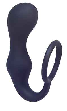 Эрекционное кольцо с анальной пробкой черное Double Pleasure Anal Plug