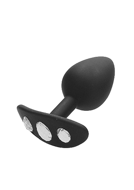 Анальная пробка для ношения черная с кристаллом Diamond Butt Plug With Handle