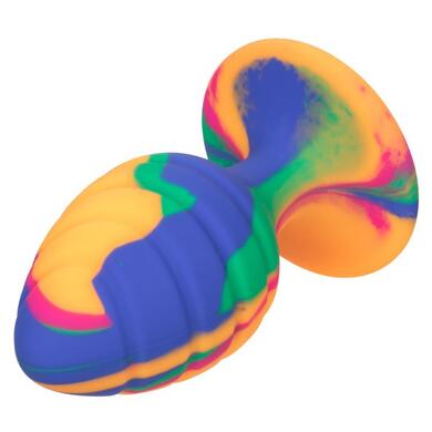 Яркая текстурированная анальная пробка на присоске Cheeky Large Swirl Tie-Dye Plug