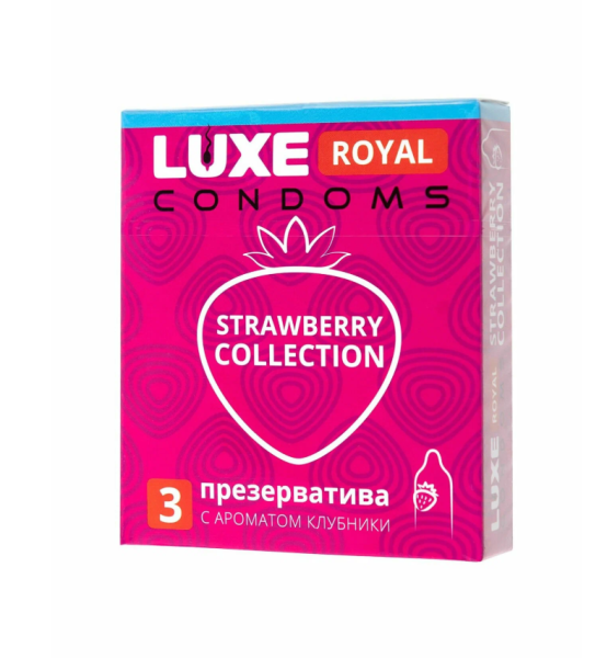 Презервативы с ароматом клубники 3 шт.  Luxe Royal Strawberry Collection 