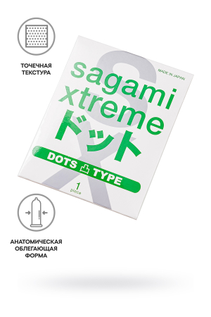 Презервативы анатомической формы с рельефными точками латексные Sagami Xtreme dots Type-E (1 шт)