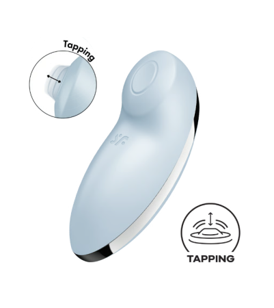 Клиторальный вибростимулятор с пульсацией голубой Tap аnd Climax 2 Satisfyer 