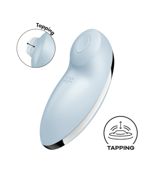 Клиторальный вибростимулятор с пульсацией голубой Tap аnd Climax 2 Satisfyer 
