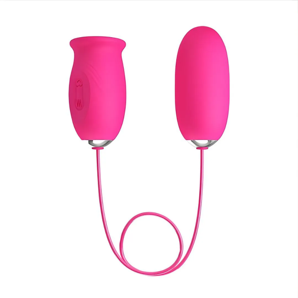 Виброяйцо с клиторальным стимулятором Pretty Love Daisy Розовое