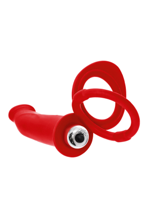 Вибронасадка на пенис для двойного проникновения красная Black&Red