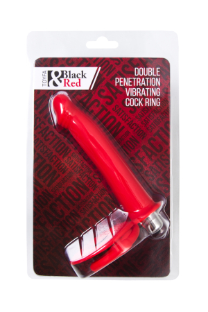 Вибронасадка на пенис для двойного проникновения красная Black&Red