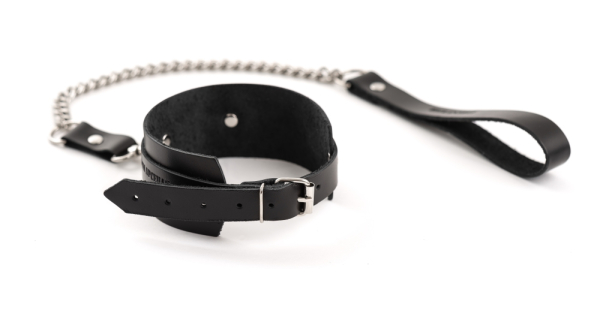 Ошейник из натуральной черной кожи с поводком Lady's Arsenal Black