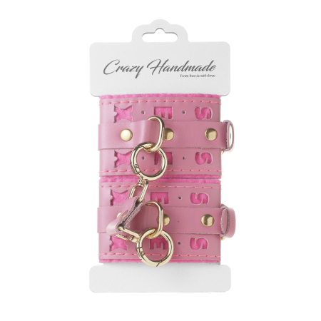 Наручники розовые с надписью SEX (фетр, золото)