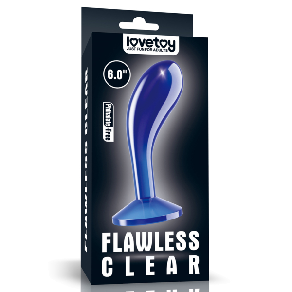 Анальная изогнутая втулка голубая LoveToy Flawless Clear