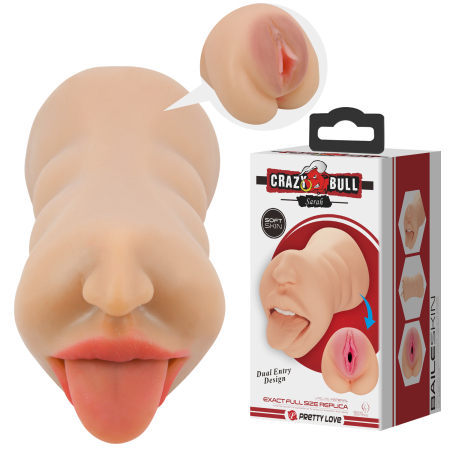 Реалистичный двусторонний мастурбатор вагина и ротик Crazy Bull Zoey 