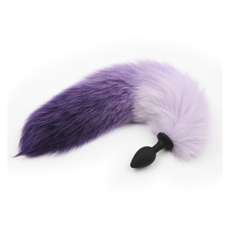 Силиконовая анальная втулка с фиолетовым хвостиком S