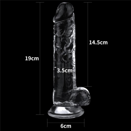 Прозрачный фаллос с мошонкой Lovetoy Flawless Clear Dildo 19 см