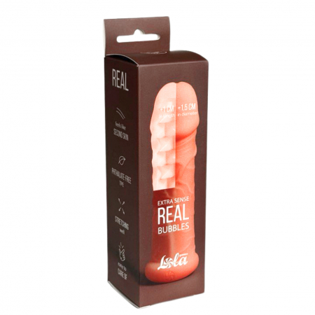 Фаллоудлинитель с двусторонним рельефом Real Extra Sense Bubbles