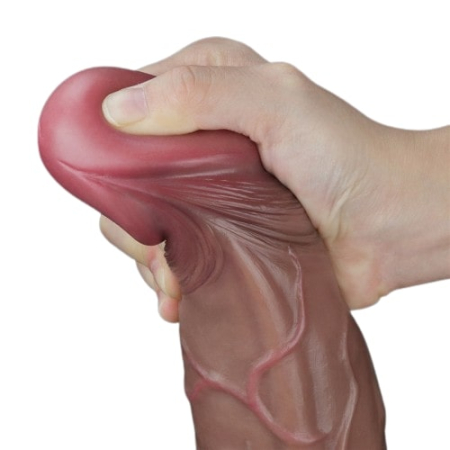 Реалистичный фаллос-мулат с рельефным стволом Lovetoy Silicone Cock 30 см