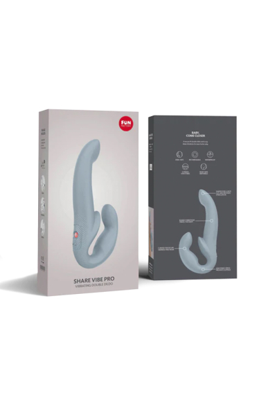 Анатомический перезаряжаемый безремневой страпон серый Fun Factory SHARE VIBE PRO