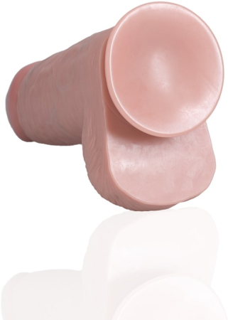 Фаллоимитатор реалистичный с мошонкой на присоске телесный RealRock Extra Thick Straight 20,3 см