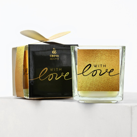 Свеча ароматическая в стекле с ароматом миндаль «With love»