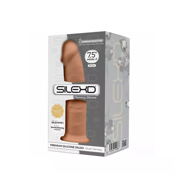 Реалистичный фаллоимитатор на присоске с эффектом памяти мулат SILEXD Model 2 19 см