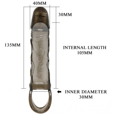 Увеличивающая вибронасадка на пенис с петлей под мошонку Penis Sleeve Carson Pretty Love + 3 см