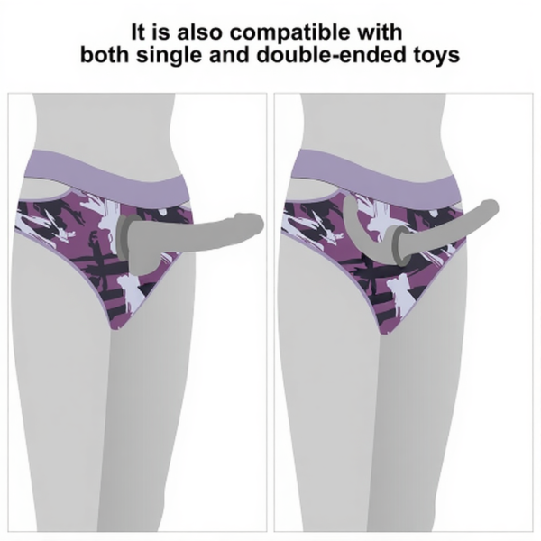 Трусики INGEN фиолетового камуфляжного цвета с ремешками XL/XXL