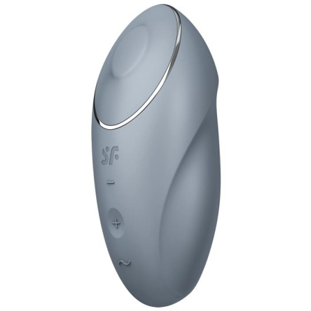 Вибростимулятор с функцией "жидкий воздух" серо-голубой Satisfyer Tap & Climax 1