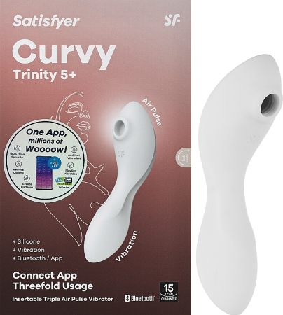Вакуумный вибростимулятор для клитора и точки G белый Curvy Trinity 5 Satisfyer 