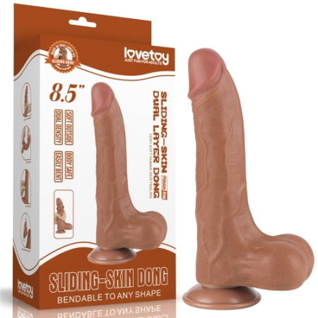 Реалистичный фаллоимитатор на присоске Sliding Skin Dual Layer Dong 22 см
