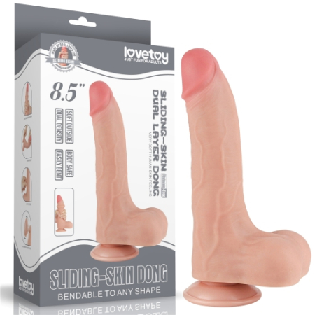 Реалистичный фаллоимитатор на присоске Sliding Skin Dual Layer Dong 22 см