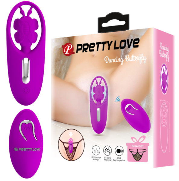 Носимый клиторальный вибратор-«бабочка» с пультом Pretty Love Dancing Butterfly 