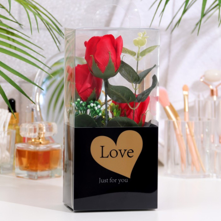 Мыльные розы в коробке красные (3 шт)