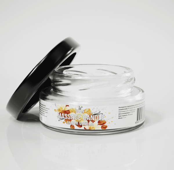 Массажная свеча с кокосовым воском и эфирными маслами "Амбра ваниль" SGAN (50 мл)