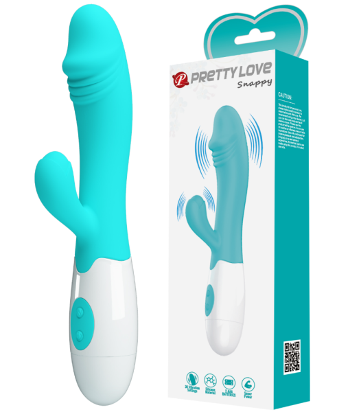 Вибратор-кролик с реалистичной головкой бирюзовый Pretty Love Snappy 