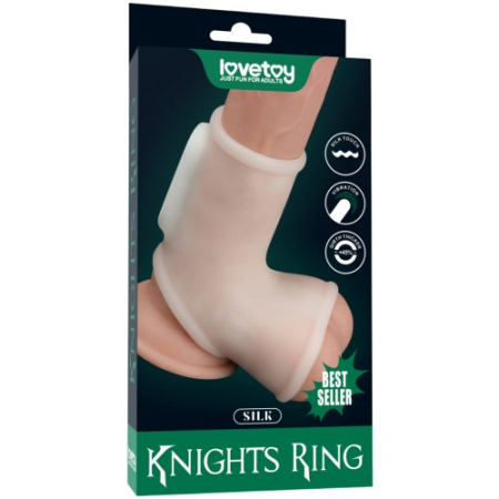 Вибронасадка на пенис и мошонку Vibrating Silk Knights Ring 