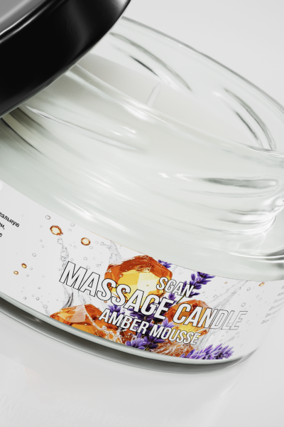 Массажная свеча с кокосовым воском и эфирными маслами "Янтарный мусс" SGAN (50 мл)