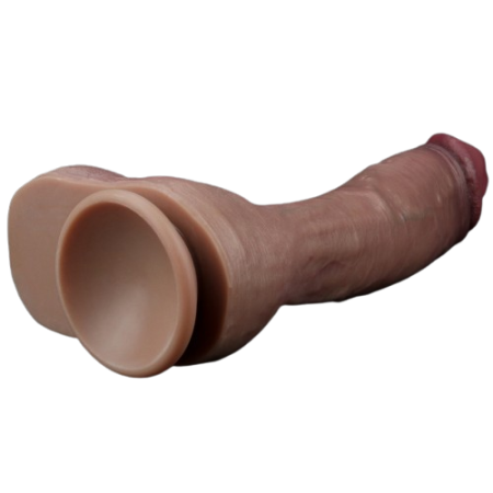 Реалистичный фаллос-мулат с большой мошонкой Lovetoy Silicone Cock 27 см