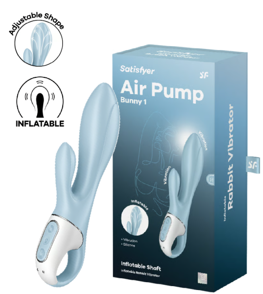 Надувной вибратор-кролик светло-голубой Air Pump Bunny 1 Satisfyer 