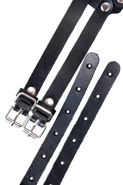 Пояс из натуральной кожи черный с кольцами Pecado