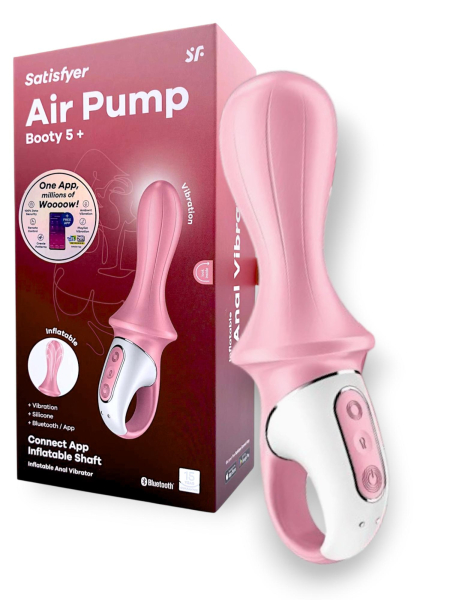 Расширяющийся анальный смарт-вибратор розовый Air Pump Booty 5+ Satisfyer 
