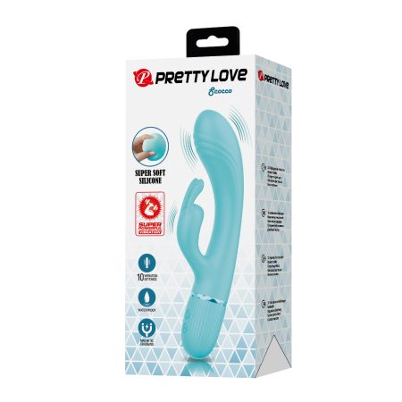 Вибратор-кролик бирюзовый Pretty Love Scocco 