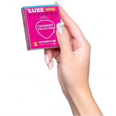 Презервативы с ароматом клубники 3 шт.  Luxe Royal Strawberry Collection 
