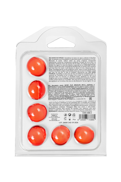 Массажное масло с ароматом клубники и шампанского Secret Play Brazilian Balls (6х4 г)