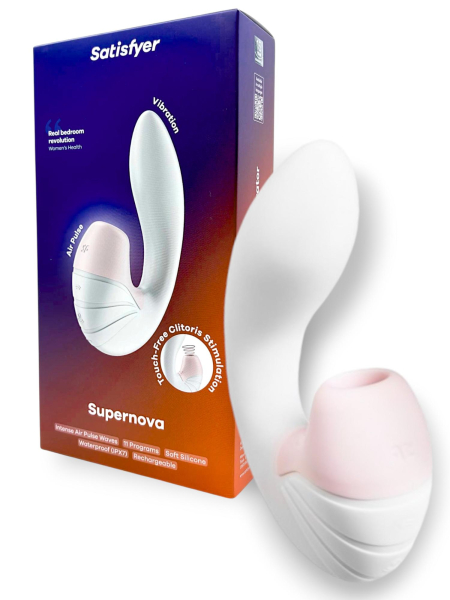 Вибратор с вакуумно-волновым стимулятором клитора белый Supernova Satisfyer 