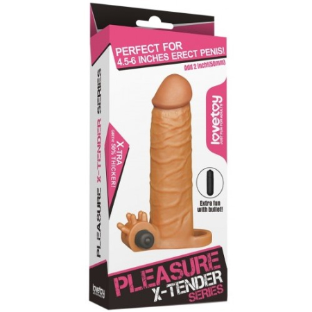 Удлиняющая насадка на пенис с вибрацией мулат X-Tender Penis Sleeve + 5 см