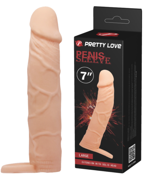 Насадка-удлинитель на пенис с закрытой головкой Pretty Love Penis Sleeve 7" Large 