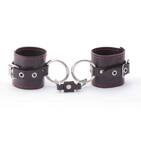 Однослойные наручники из натуральной кожи с контрастной строчкой
