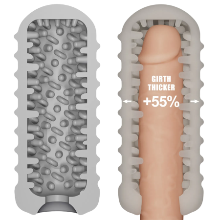 Рельефная вибронасадка на пенис Knights Ring Vibrating Dual Purpose Sleeve-Wavy